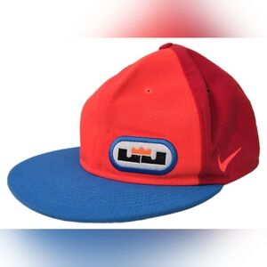 Nike /Labron James Hat Orange Red Blue Flat Brim King Vector Crown Snap Back Cap